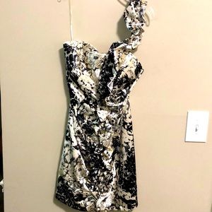 Ruby Rox Dress One Shoulder Cocktail Black White SZ 11 ( junior)